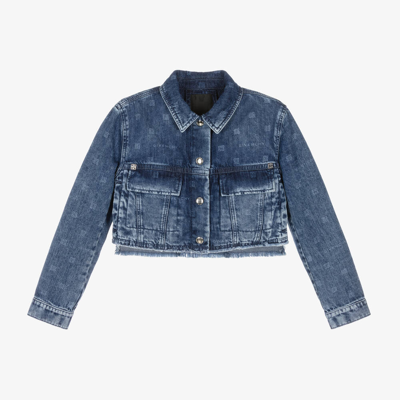 Givenchy Kids' Girls Washed Blue Denim Jacket