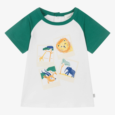 Carrèment Beau Babies' Boys White & Green Cotton Safari T-shirt