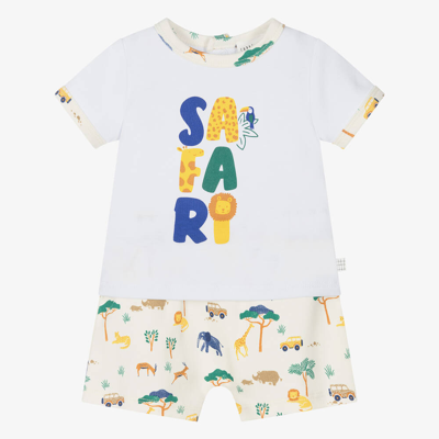 Carrèment Beau Baby Boys Ivory Cotton Safari Shorts Set