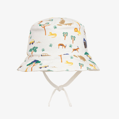 Carrèment Beau Baby Boys Ivory Cotton Safari Sun Hat