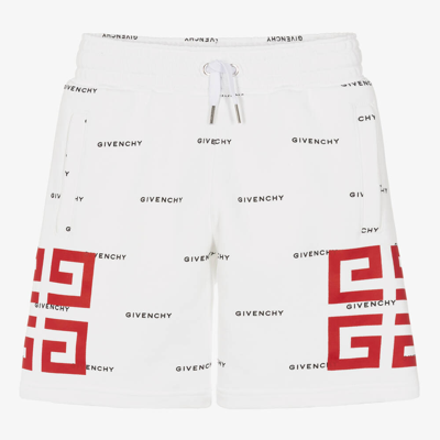 Givenchy Teen Boys White 4g Cotton Shorts