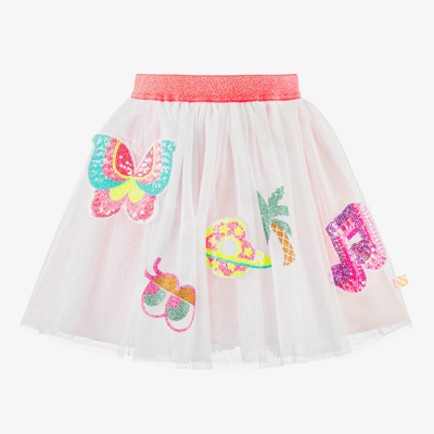 Billieblush Kids' Girls White Sequin & Glitter Tulle Skirt