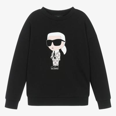 Karl Lagerfeld Kids Teen Boys Black Cotton Karl Ikonik Sweatshirt