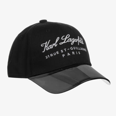 Karl Lagerfeld Kids' Hotel Karl Slogan-embroidered Cap In Black
