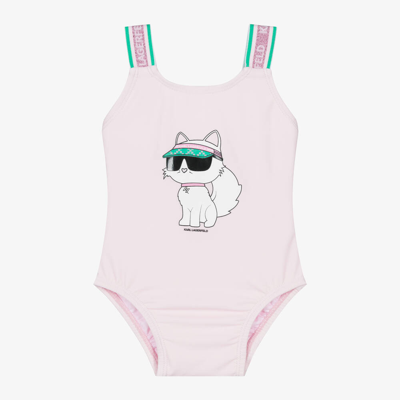Karl Lagerfeld Babies'  Kids Girls Pink Choupette Swimsuit