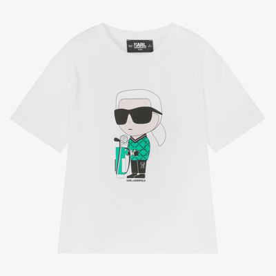 Karl Lagerfeld Kids Teen Boys White Karl Ikonik Cotton T-shirt