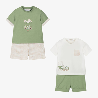 Mayoral Newborn Baby Boys Green Shorts Sets (2 Pack)