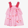 LAPIN HOUSE GIRLS PINK STRIPED COTTON DRESS