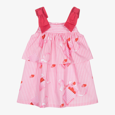 Lapin House Babies' Graphic-print Tiered Dress In 粉色