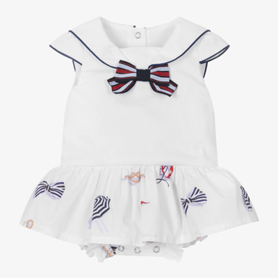 Lapin House Babies' Girls White Cotton Nautical Shortie