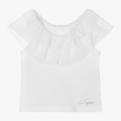Lapin House Babies' Girls White Cotton Ruffle Collar Blouse