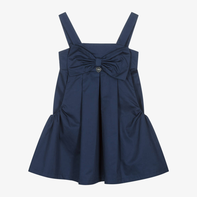 Lapin House Babies' Girls Navy Blue Bow Cotton Dress