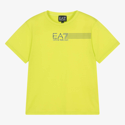 Ea7 Emporio Armani Teen Boys Lime Green Cotton  T-shirt