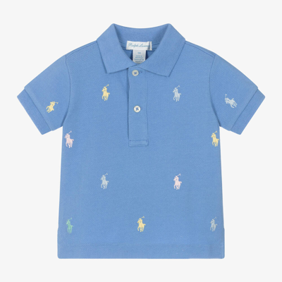 Ralph Lauren Baby Boys Blue Cotton Pony Polo Shirt