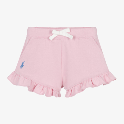 Ralph Lauren Baby Girls Pink Cotton Ruffle Shorts