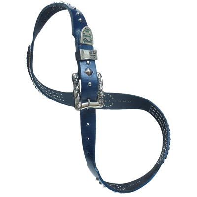 Enfants Riches Deprimes Texas Serenade Leather Belt In Navy Blue