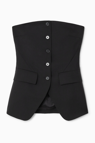 Cos Tailored Waistcoat Bustier In Black