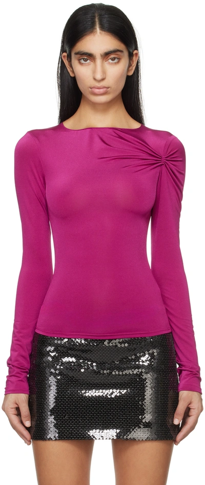 16arlington Nubria Gathered Stretch-jersey Top In Fuchsia