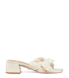 Stuart Weitzman Sofia Lambskin Bow Mule Sandals In Seashell