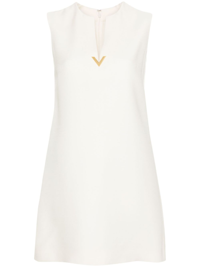 Valentino Wool And Silk Blend Short Dress In White