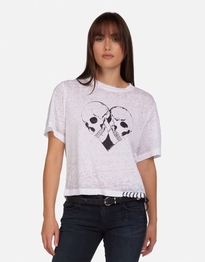 Lauren Moshi Linnea Skull Heart In White Burnout