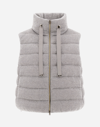 Herno Shiny Knit Sleeveless Jacket In Pearl