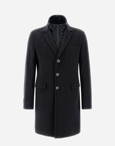 Herno Business Cashmere Coat In Navy Blue