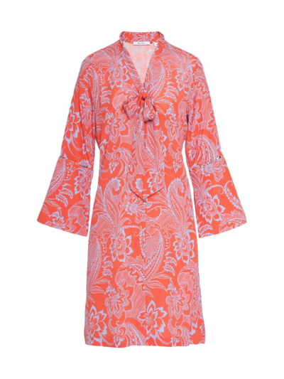 Robert Graham Brenna Floral-print Bell-sleeve Midi Dress In Pink