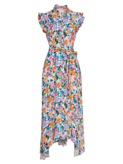 Robert Graham Sadie Floral-print Ruffle-trim Maxi Dress In Neutral