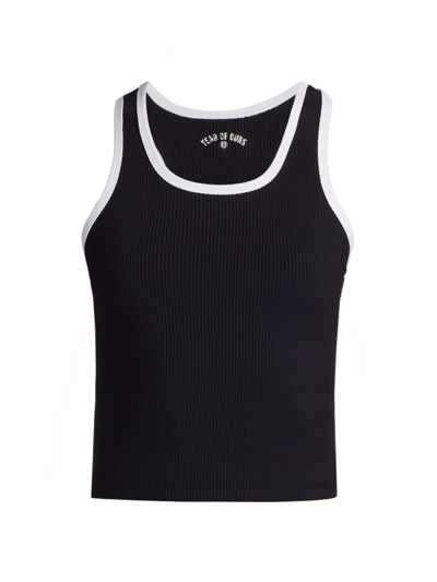 Year Of Ours Women's Ribbed Two-tone Sports Tank In Black White