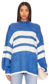 Pistola Carlen Mock Neck Oversize Sweater In Blue