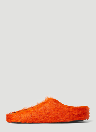 Marni Red Fussbett Sabot Mules In Orange