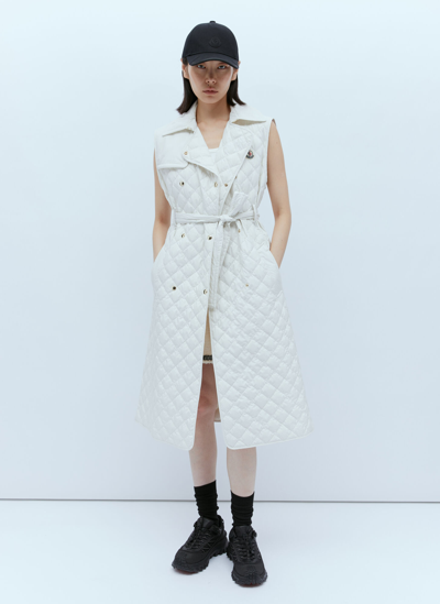Moncler Alcione Quilted Knee-length Vest In White