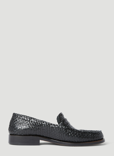 Marni Woven Leather Bambi Loafers In Black