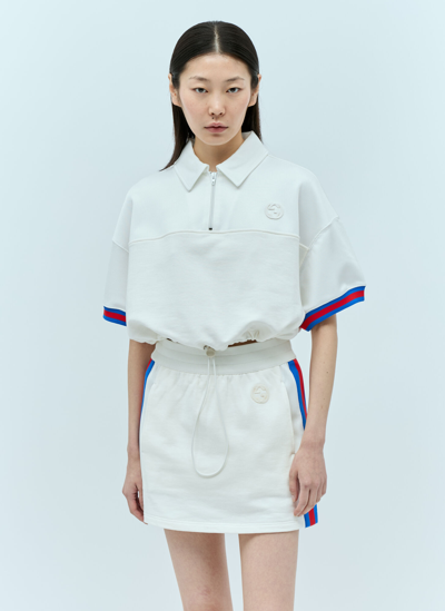 Gucci Web-stripe Jersey Polo Shirt In White