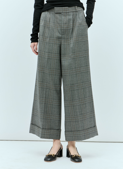 Gucci Prince Of Wales Check Tailored Pants In Grey