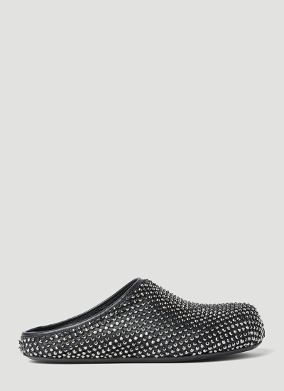 Marni Fussbett Crystal Leather Mules In Black