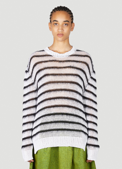 Marni Lightweight Striped Knit Sweater In White