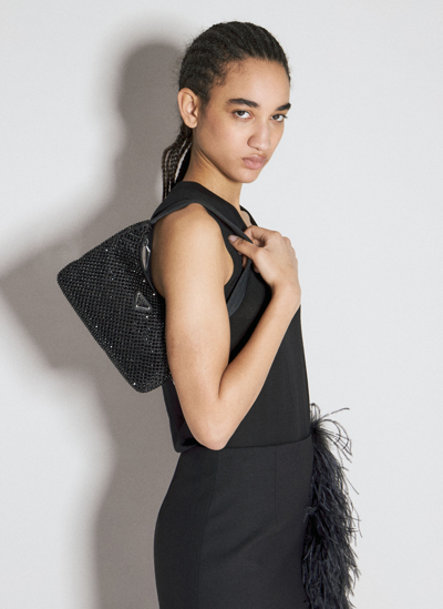 Prada Crystal-embellished Satin Mini Bag In Black