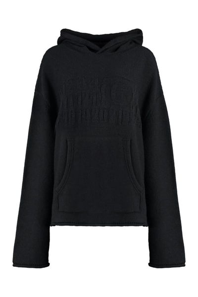 Mm6 Maison Margiela Knitted Hoodie In Black