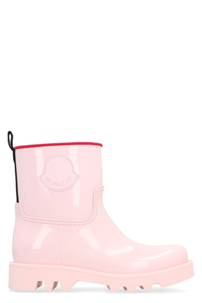 Moncler Ginette Waterproof Rubber Rain Boots In Pink