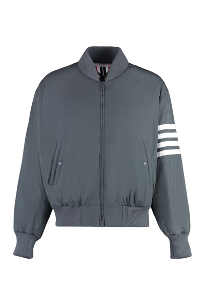 Thom Browne Bomber Jacket In Technical Fabric In Grey