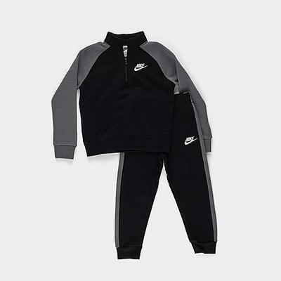 Nike Babies'  Boys' Toddler Half-zip Sweatshirt And Jogger Pants Set In Black/grey