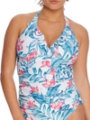 Birdsong Ruffle Halter Underwire Tankini Top In Alpinia Bloom