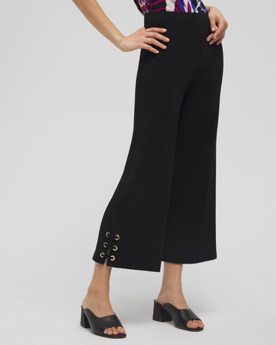 Chico's Wrinkle-free Travelers Lace Up Cropped Capri Pants In Black Size 8p/10p Petite |  Travel Clot