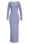 Skims Blue Soft Lounge Long Sleeve Maxi Dress In Slate