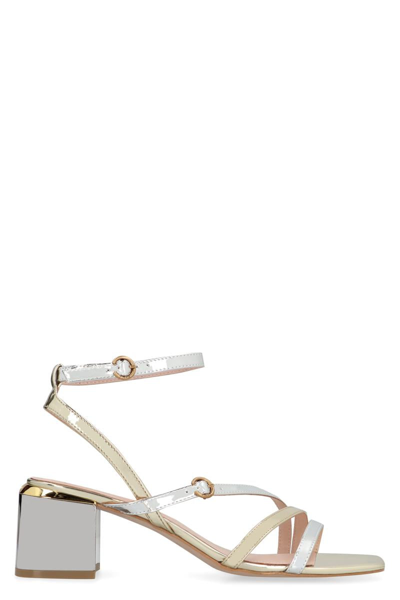 Pinko Patent Leather Sandals In Silver