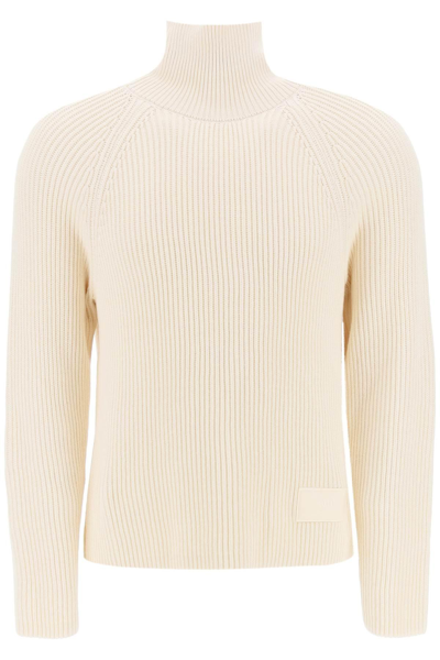 Ami Alexandre Mattiussi Cotton And Wool Funnel-neck Sweater In White