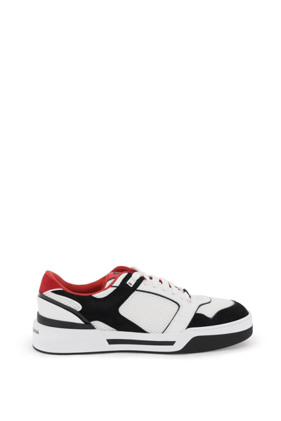 Dolce & Gabbana White New Roma Panelled Trainers In Black