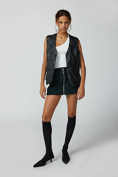 Urban Renewal Remade Zip Front Suede Mini Skirt In Black, Women's At Urban Outfitters